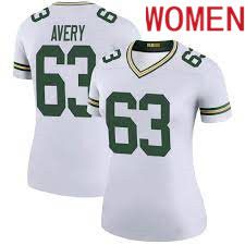 Women Green Bay Packers #63 Josh Avery White Nike Limited Player NFL Jersey